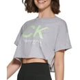 thumbnail image 2 of Calvin Klein Women's Cropped Logo T Shirt Gray Size Small, 2 of 3