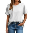 thumbnail image 6 of Yubnlvae Women's Short Sleeve Casual Solid Loose Crew Neck T Shirts White 3XL, 6 of 6