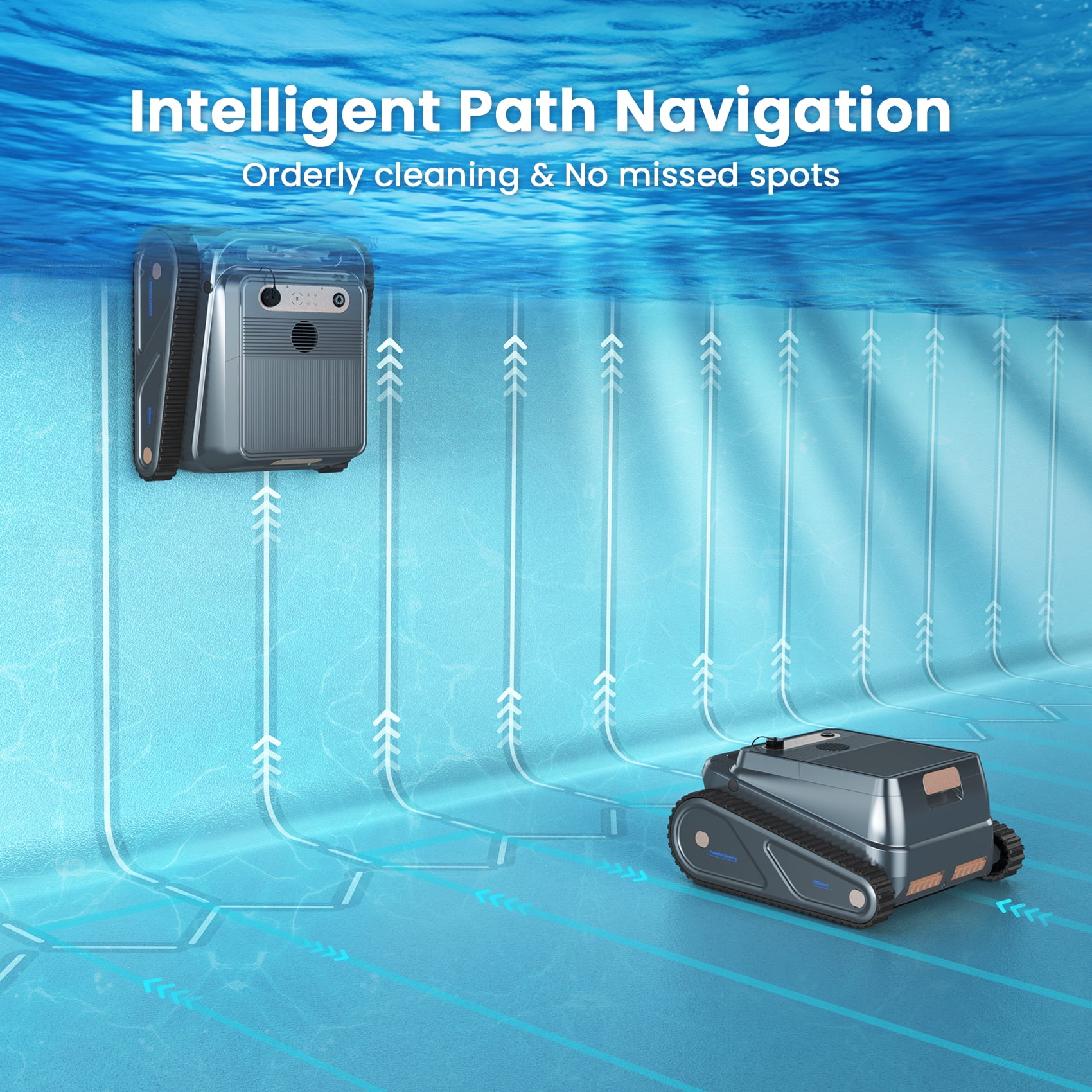 Devoac Robotic Pool Vacuum Cleaner Cordless Wall-Climbing for Above-Ground Pools and In-Ground Pools