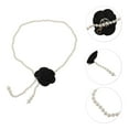 thumbnail image 4 of Unique Bargains 1 Pc Waist Chain Faux Pearls Adjustable Waist Cord for Women Black Beige, 4 of 6