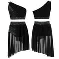 thumbnail image 6 of Riismen Kids Girls Lyrical Dance Dress Crop Tops with Skirt Leotard Ballet Dance Outfits Ballroom Dancewear Black 6, 6 of 6