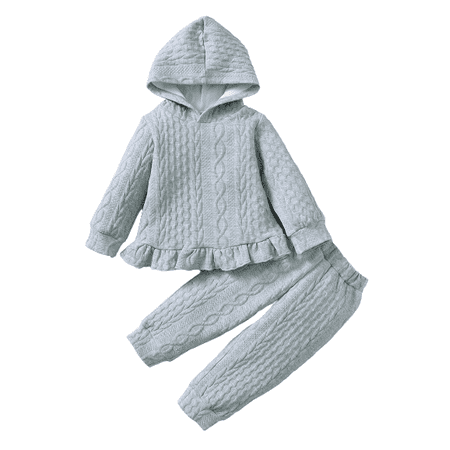 

Mikrdoo Baby Boys Winter Outfits Indentation Long Sleeve Hoodies Pants 2Pcs Clothes Set Gray 9-12 Months