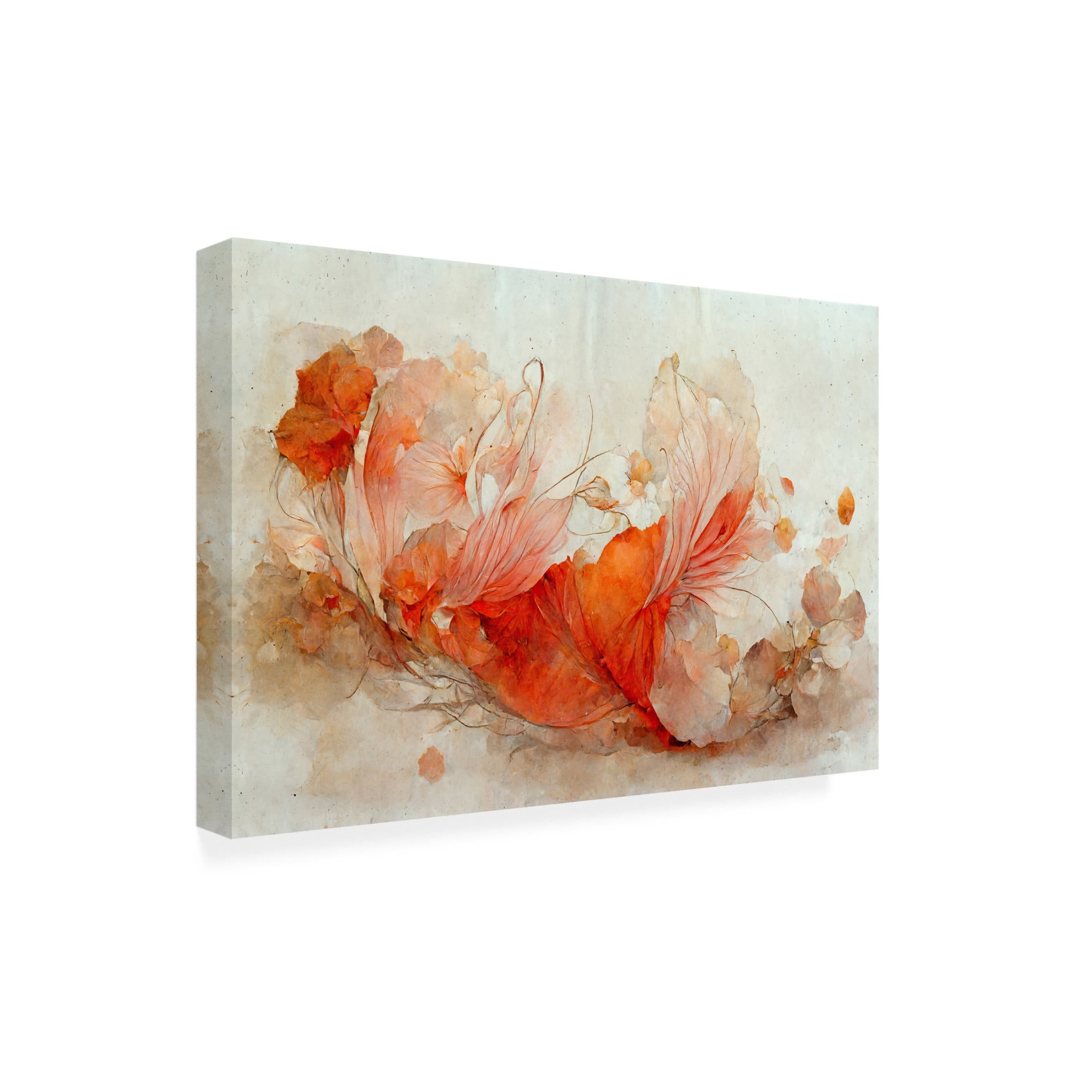 Canvas Wall Art - Treechild 'Persian Red Flowers' Wall Art for Living Room, Bedroom, or Office D?cor by Trademark Fine Art - 24 x 16 Inches