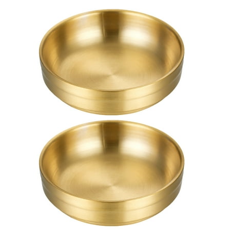 

2Pcs Stainless Steel Sauce Dish Bowl Heat Insulation Bowl Kitchen Supply Golden