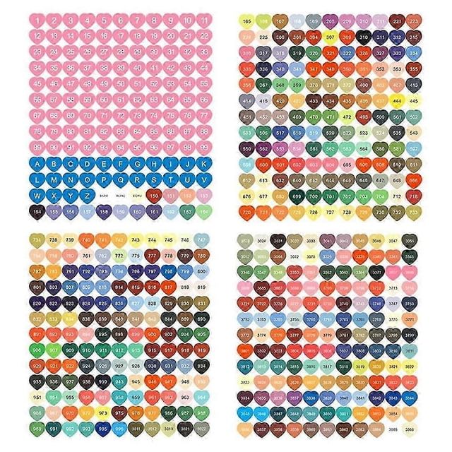 Juego de etiquetas adhesivas con forma de corazón, pegatinas de números de colores, pegatinas para cajas de almacenamiento con diseño de diamante B
