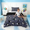 thumbnail image 3 of Manfei Cartoon Orca Dark Gray Twin Comforter Sets for Kids Boys and Girls, Nautical Marine Print Bedding Set, Black Reversible 2-Piece, 1 Comforter and 1 Pillowcase, 3 of 6