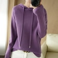 thumbnail image 3 of Fmbrln Womens Knitted Sweaters Fashion Casual Long Sleeve Solid Color Hooded Sweaters Loose Comfy Pullover Tops Purple M, 3 of 3