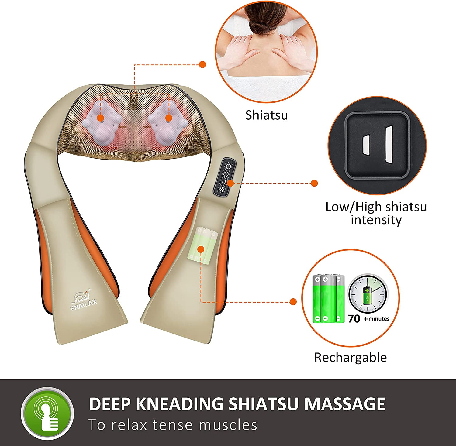 Snailax Shiatsu Neck and Shoulder Massager, Gifts for Men,Back Massager  with Heat, Deep Kneading Ele…See more Snailax Shiatsu Neck and Shoulder