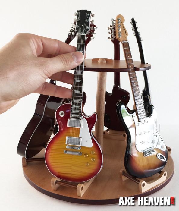 Round Wood Guitars Display Stand - Holds 6 Miniature Guitars 10 Inch Base