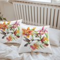 thumbnail image 7 of Waterproof Throw Pillow Covers Set of 2, 24x24 Inch Orange Floral Decorative Pillowcases Outdoor Pillow Slip Cushion Covers Set for Couch Tent Spring Kingfisher Watercolor Retro Art, 7 of 7
