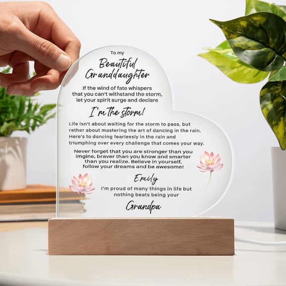 To My Granddaughter Gift From Grandpa Plaque, Personalized Plaque Gift from Grandfather, Encouraging Self-Esteem Message, New Job Gift for Her