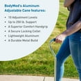 thumbnail image 2 of BodyMed Aluminum Adjustable Quad Cane – Walking Crutch for Adults & Seniors – Heavy Duty, Fully Adjustable Cane for Leg Injuries with Large Base and Comfortable Handle, 2 of 7