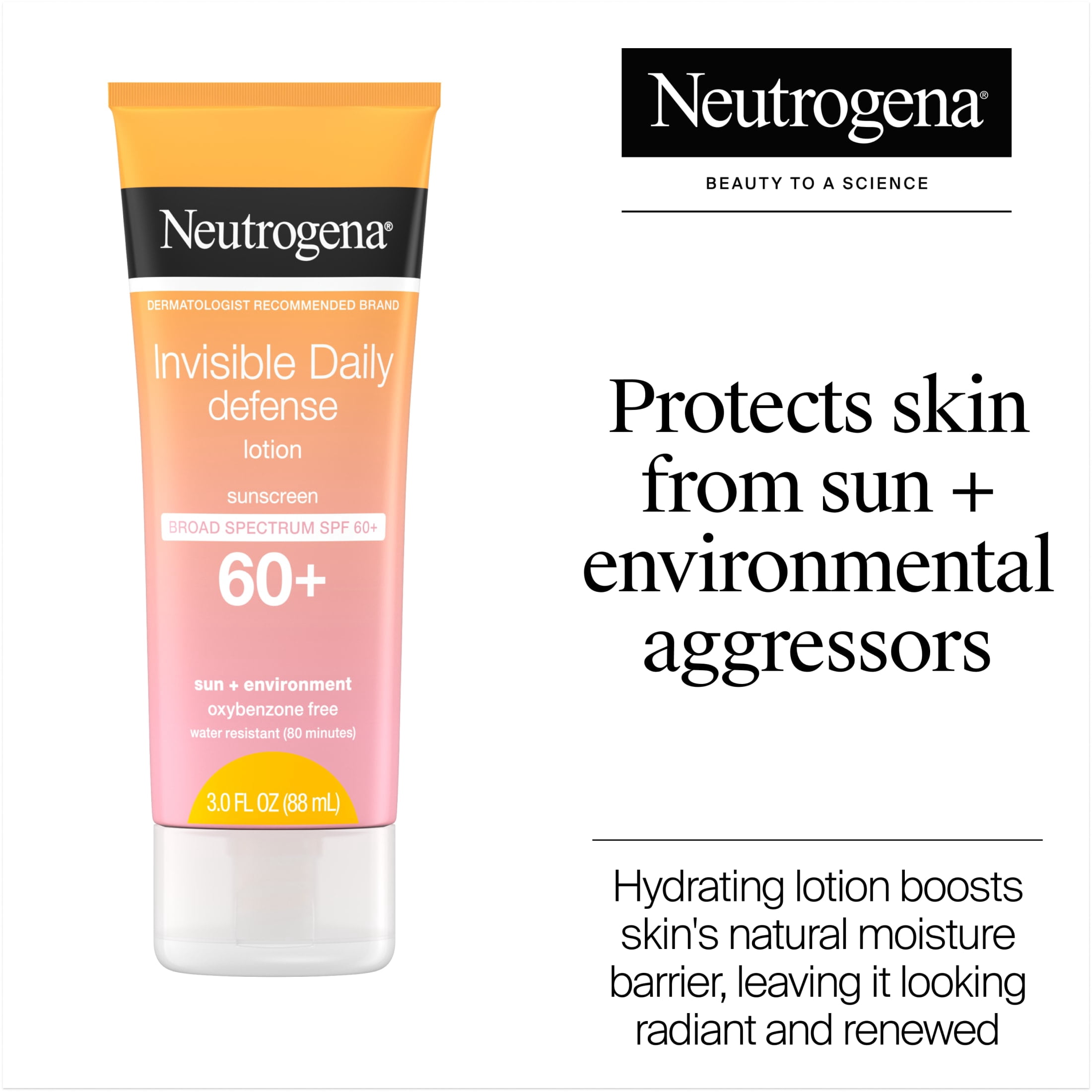 Neutrogena Invisible Daily Defense Lotion, SPF 60+, 3.0 fl. oz