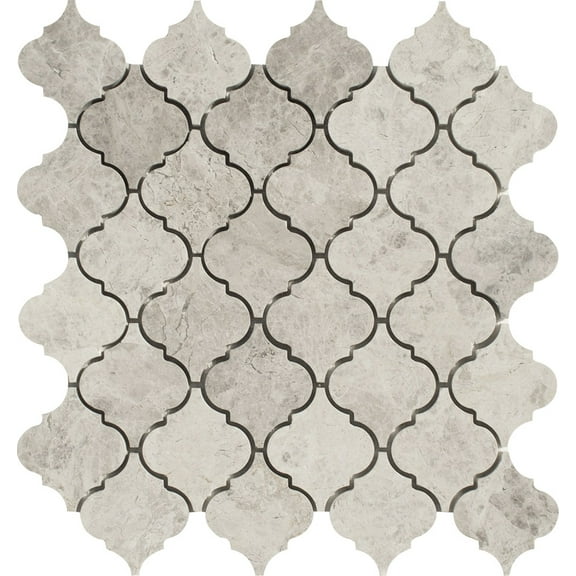 Arabesque Silver Shadow Honed Marble Waterjet Mosaic Tile