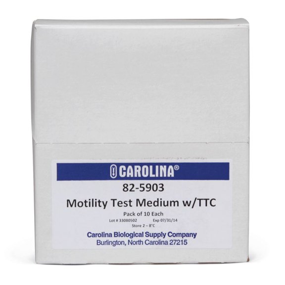 Motility Test Medium Agar with TTC, Prepared Media Tubes, Pack of 10