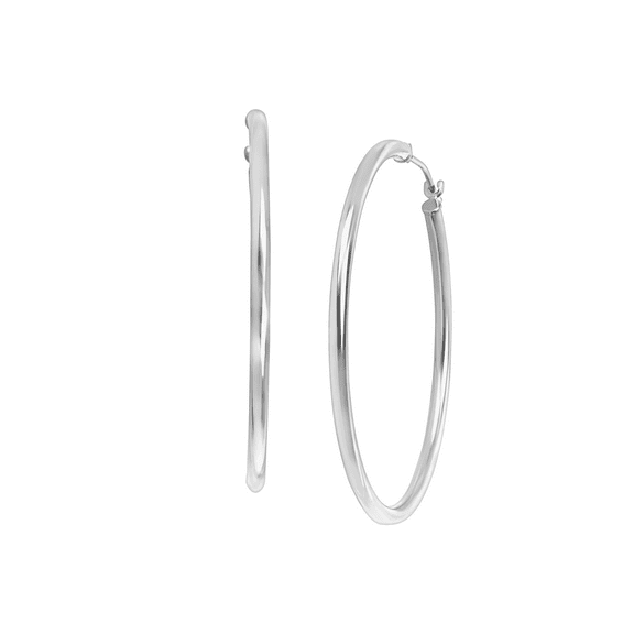Women's Welry 40mm Tube Hoop Earrings in 14kt White Gold