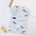thumbnail image 2 of kpoplk Toddler Baby Boy Jumpsuit One-Piece Cute Graphic Print Bodysuit Newborn Girl Short Sleeve Sunsuit Organic Cotton Bathing Suit Size 12-18 Months,Sky Blue, 2 of 4
