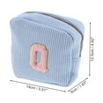 thumbnail image 2 of Unique Bargains 1 Pc Letter Q Pattern Makeup Bag for Travel Blue Corduroy, 2 of 6