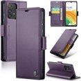 thumbnail image 1 of ELEHOLD Wallet Case For Samsung Galaxy A33 5G,Premium Leather Case wih RFID Blocking Function Card Slots Kickstand Magnetic Clasp Shockproof Cover for Men Women,Purple, 1 of 7