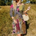thumbnail image 3 of Cheetahs Pink Floral Jungle Print Women's Fall Dresses Casual Loose Flowy Swing Shift Dress, 3 of 9