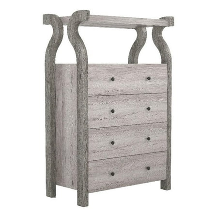 Bowery Hill Farmhouse Wood 4-Drawer Chest in Coastal White Finish