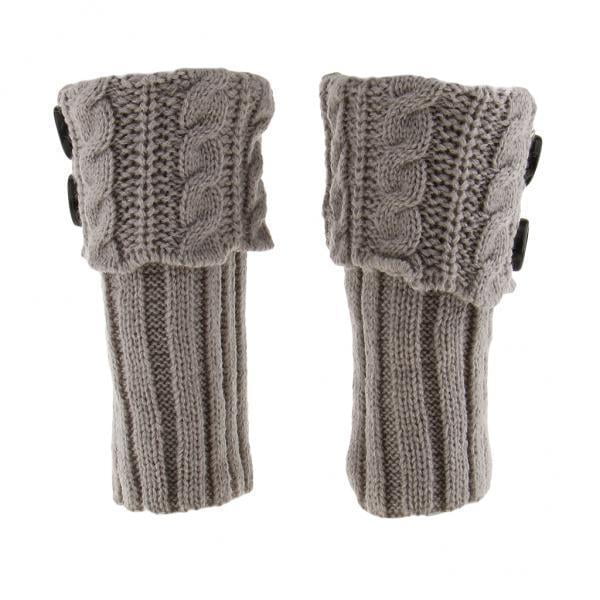 2xFashion Mujer Boot Cuff Tejido Suave Pom Pom Calentador De Piernas Toppers Boot Calcetines Gris