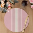 thumbnail image 3 of Pink Beige Striped Round 15 Inch Placemats Set of 4, Modern Farmhouse Retro Lines HeatResistant Non Slip Place Mats for Dining Table, Wipeable Braided Kitchen Table Mats for Housewarming, 3 of 9