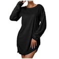 thumbnail image 3 of BiZtdJrK Fuzzy Lounge Sweater Dress for Women Sherpa Fleece Long Sleeve Crew Neck Mini Dresses Loose Cozy Loungewear Black XL, 3 of 9