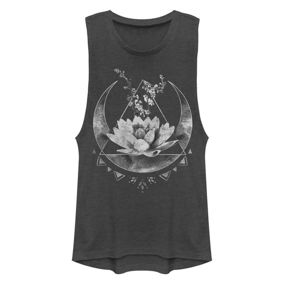 Junior's Lost Gods Celestial Flower Pattern Festival Muscle Graphic T-Shirt