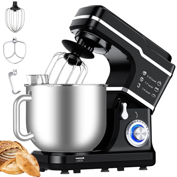 7.5Qt Tilt-Head Stand Mixer, 10 Speeds Electric Mixer with Stainless Steel Bowl & Attachments