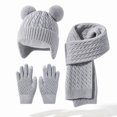 thumbnail image 6 of KPOPLK 3Piece Girls Boys Solid Color Beanie Hat Glovs Set Fleece Lined Winter Hat with Pom Pom for Cold Weather(3-8 Years,Grey), 6 of 6