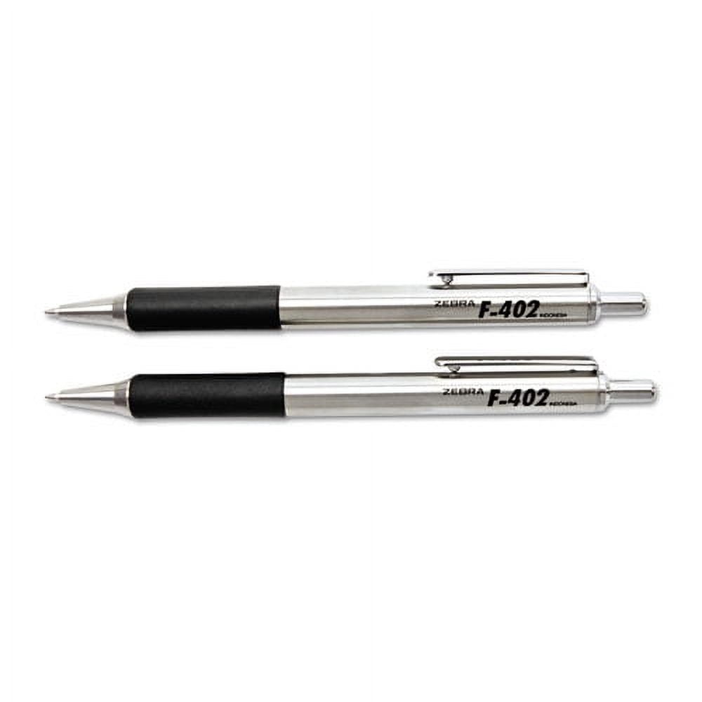 F-402 Ballpoint Pen, Retractable, Fine 0.7 Mm, Black Ink, Stainless Steel/black Barrel, 2/pack | Bundle of 2 Packs