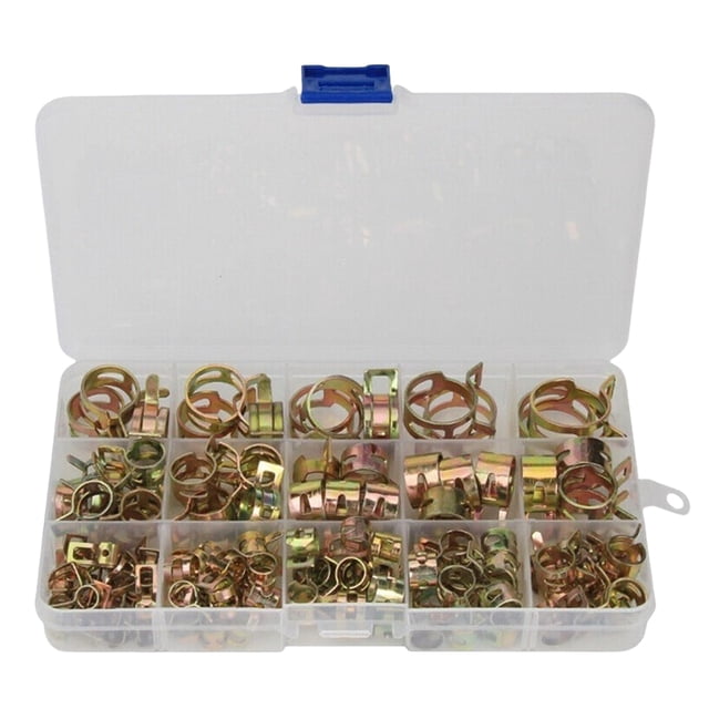 Likrtyny Kit surtido abrazaderas manguera 115 Uds. Abrazadera tubo con Clip resorte acero 6-22mm