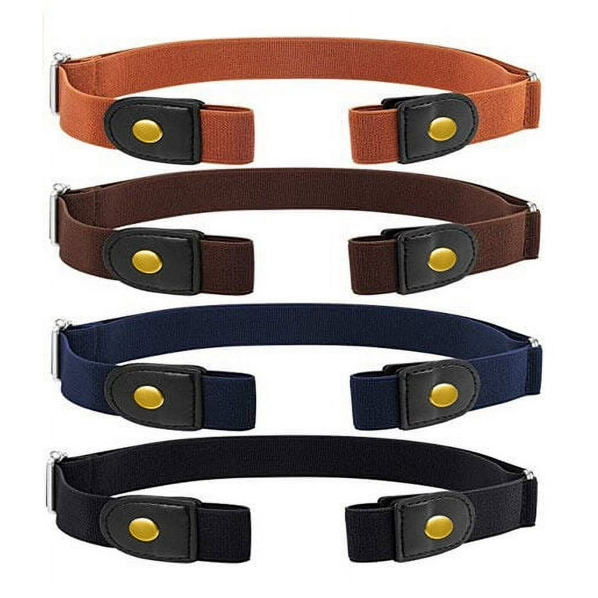 4 Pieces No Buckle Stretch Belt Buckle Free Belt Invisible Elastic Belt Unisex for Jeans Pants