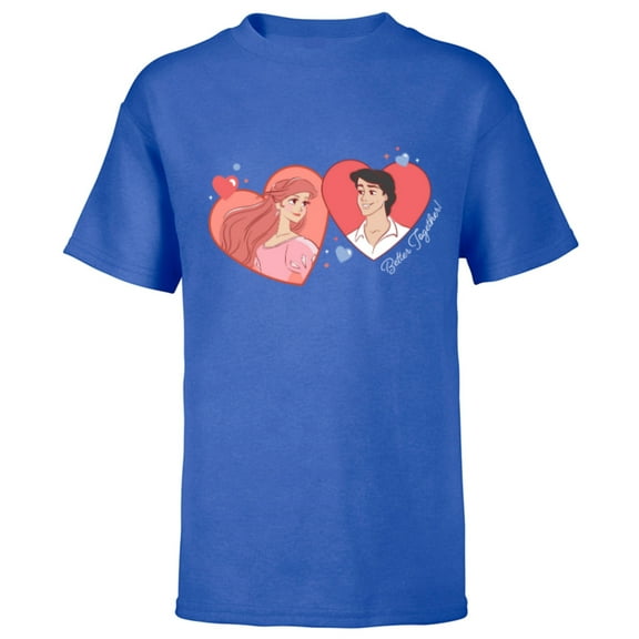 Disney Princess Ariel & Eric Valentine’s Day Better Together - Short Sleeve T-Shirt for Kids - Customized-Royal