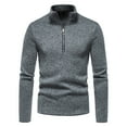 thumbnail image 2 of Men's Casual Autumn Solid Turtleneck Zipper Collar Blouse Long Sleeve Tops Men's Tees XL, 2 of 8