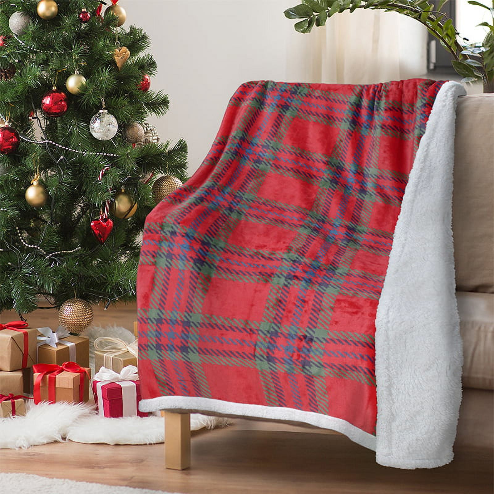 Catalonia Red Buffalo Plaid Blanket 50" x 60" Fleece Super Soft Warm Comfy Bedding