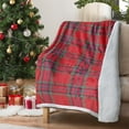 thumbnail image 4 of Plaid Sherpa Throw Blanket, Reversible Micro Fleece TV Blanket All Season for Bed or Couch 50" x 60", 4 of 7