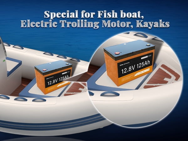12V 125Ah LiFePO4 Lithium Battery, 1600Wh Group 31 Deep Cycle Marine RV Battery, Bluetooth 100A-BMS 1280W, Max. 15000 Cycles IP65 for Trolling Motor, Camper, Trailer, Solar Off-Grid Energy, Golf Cart