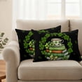 thumbnail image 2 of St Patrick's Day Outdoor Waterproof Pillow Covers, Shamrock Leaf Coffee Cups Books Dark Green Decorative Rectangle Throw Pillowcase Sofa Cushion Sham for Patio/Couch/Chair, 20"x12" 2 Pack, 2 of 8