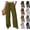 17# Army Green, variant on Women's Wide Leg Beach Pants Drawstring Elastic Waist Lightweight Casual Flowy Palazzo Lounge Trousers with Pockets Black M