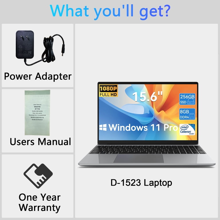 Temlicolo 14.1in Laptop, Windows 11 Pro, 8GB DDR4, 256GB SSD