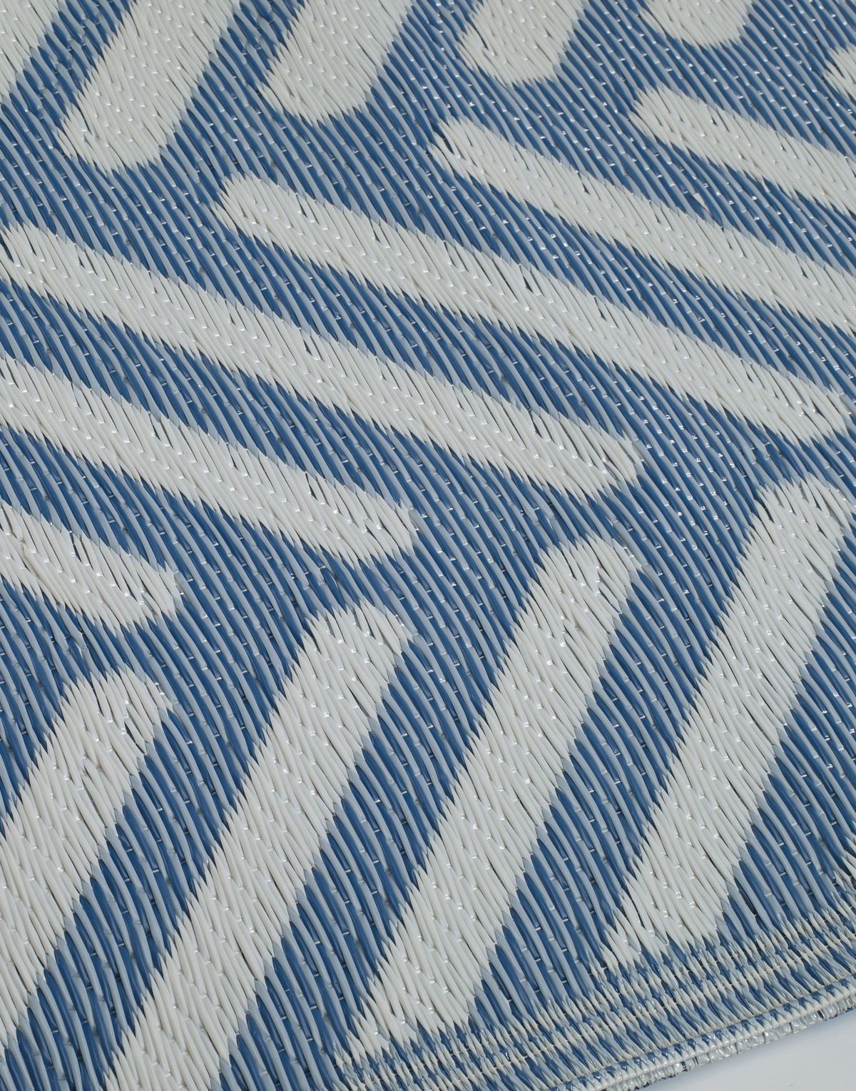 FH Home Outdoor Rug - Waterproof, Fade Resistant, Reversible - Premium Recycled Plastic - Herringbone - Large Patio, Deck, Sunroom, RV, Camping - Fresno - Light Blue - 9 x 12 ft Foldable - image 4 of 7