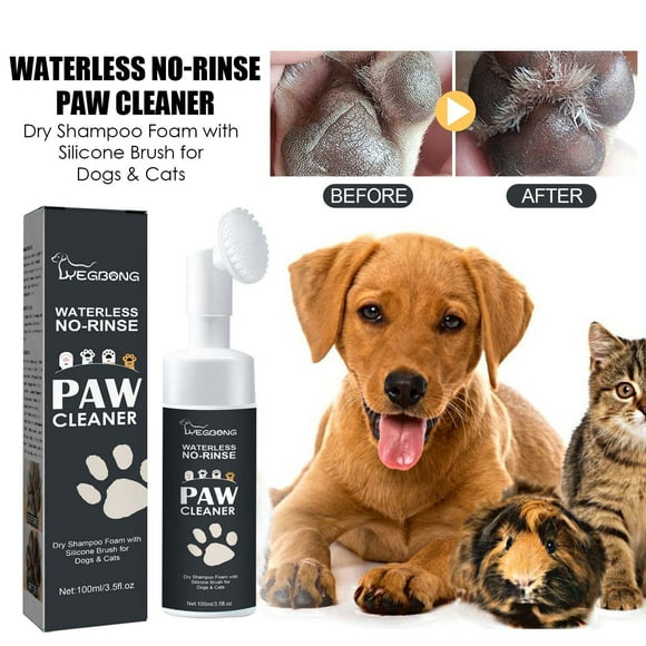 Vadktai Paw Cleaner, No-Rinse Foaming Cleanser for Dogs Cats, Gentle and Safe, Pleasant Smell, Deep Clean Pet Paws, Bottle with Soft Silicone Brush