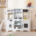 thumbnail image 2 of Costway Pretend Play Kitchen for Kids Toddler Aged 3+ Wooden Toy Set with Range Hood White, 2 of 10