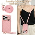 thumbnail image 6 of TECH CIRCLE for iPhone 15 Case, Quilted PU Leather Double Magnetic Clasp Shockproof Cover with Card Holder Shoulder Strap Mirror Ring Stand Flip Wallet Case for iPhone 15 6.1",Pink, 6 of 6