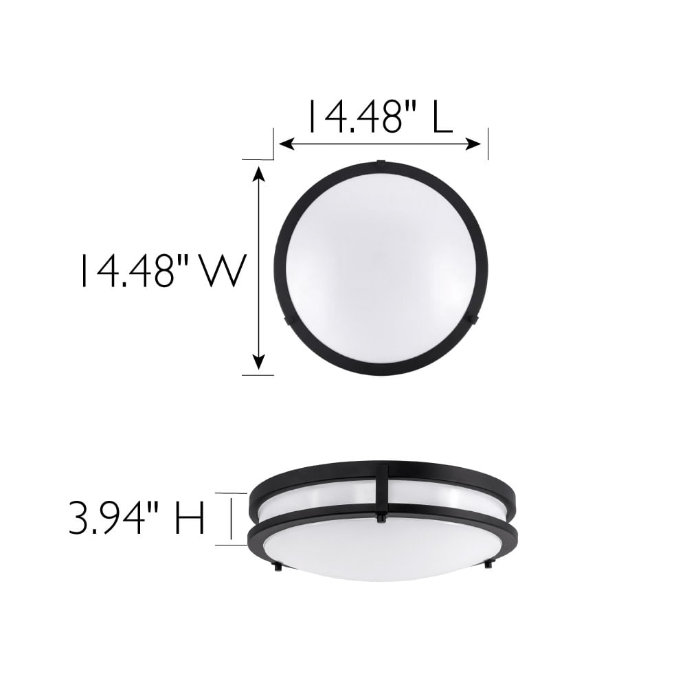 Design House Ripon 14.5" Integrated Dimmable LED Indoor Ceiling Light with Frosted Acrylic, Matte Black