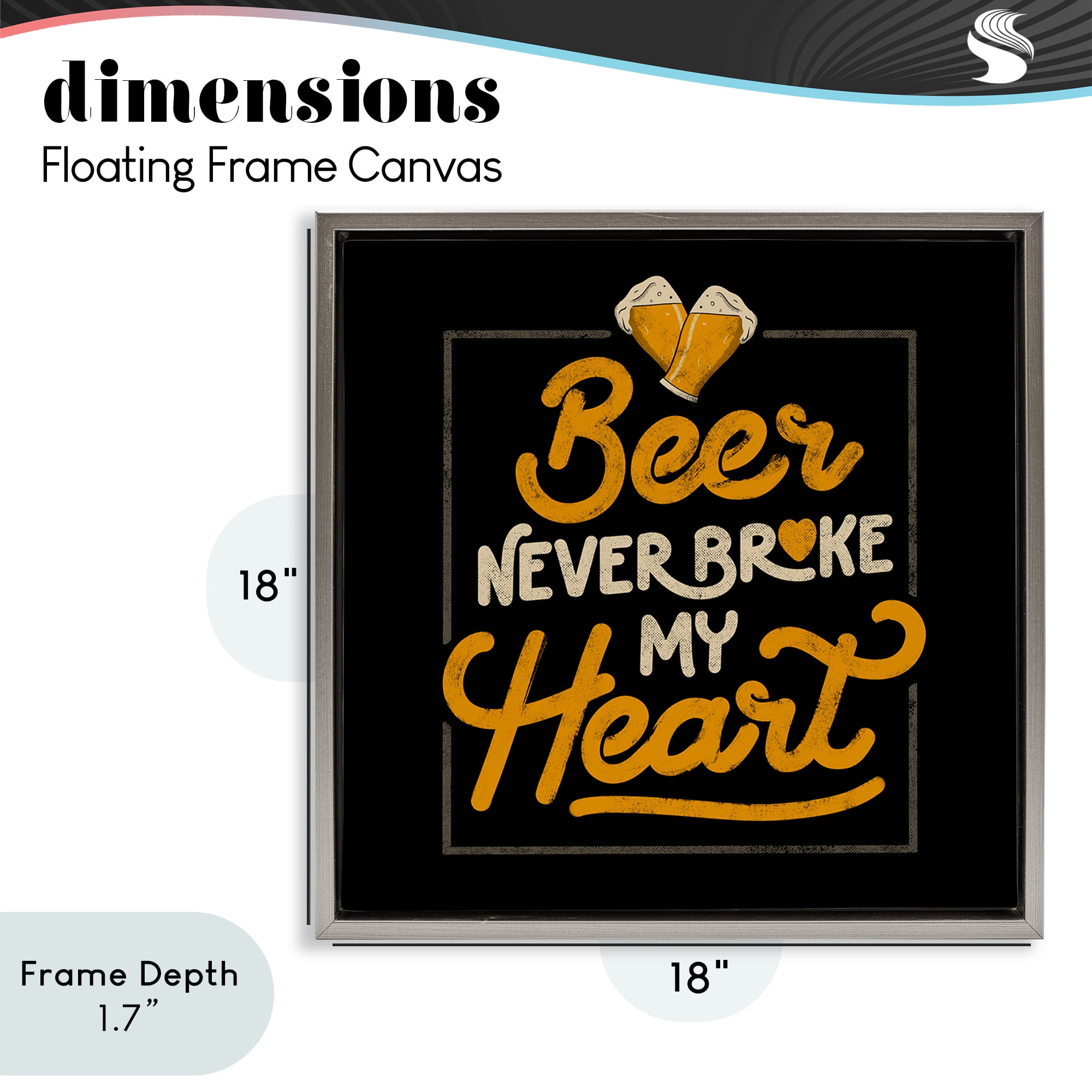 Stupell Industries Beer Never Broke My Heart Gray Framed Floater Canvas Wall Art, design by EduEly Designs