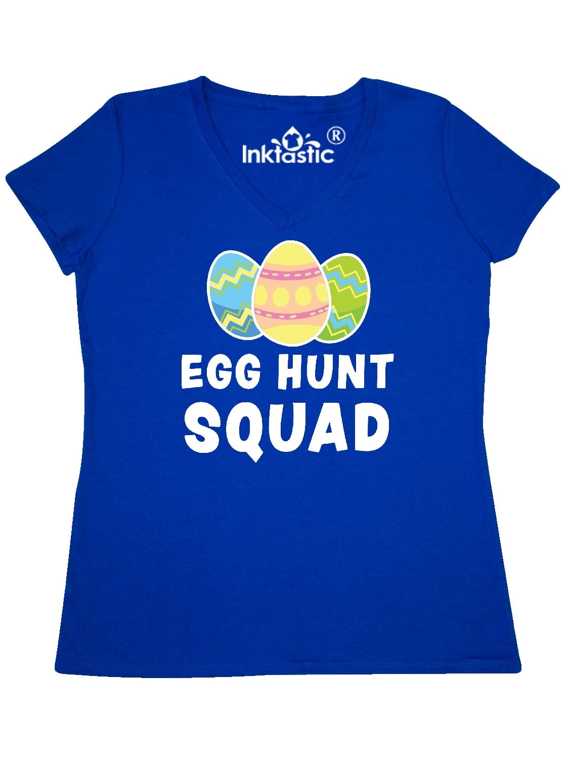 INKtastic - Egg Hunt Squad with Easter Eggs Women's V-Neck T-Shirt ...