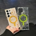 thumbnail image 4 of For Samsung Galaxy S25 Edge Magnetic Clear Phone Case,Compatible with Mag-Safe,Sparkly Glitter Bling Sparkly Back,Luxury Colored Sequin Design,Shockproof Anti-fall Transparent Phone Case,Yellow, 4 of 10